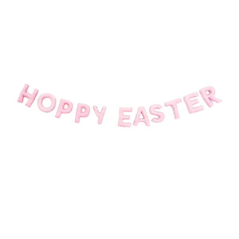 Pink Hoppy Easter Felt Banner - Porcupine Paper Co.