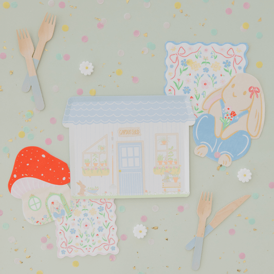 Set of 16 blue floral large napkins by Jollity & Co. and Daydream Society, featuring vibrant flower patterns for elegant table settings.