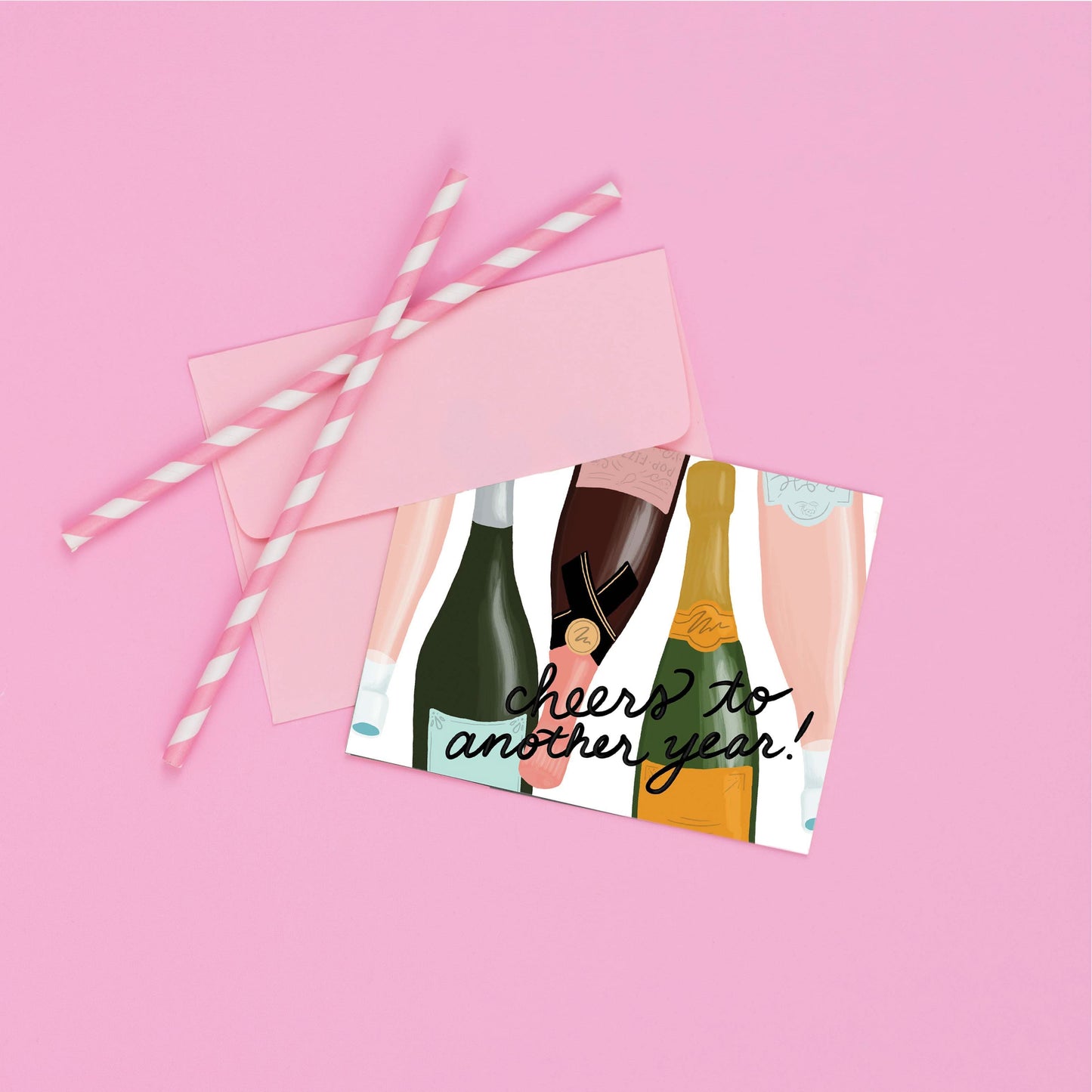 Champagne Birthday Cheers card by Slightly Stationery featuring festive champagne glasses and celebratory design for birthdays