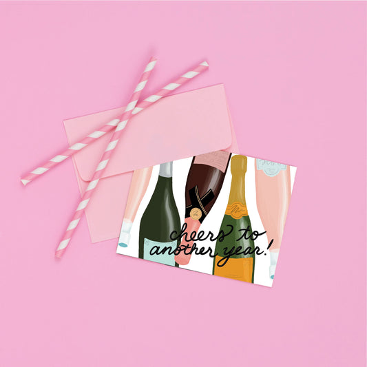Champagne Birthday Cheers card by Slightly Stationery featuring festive champagne glasses and celebratory design for birthdays