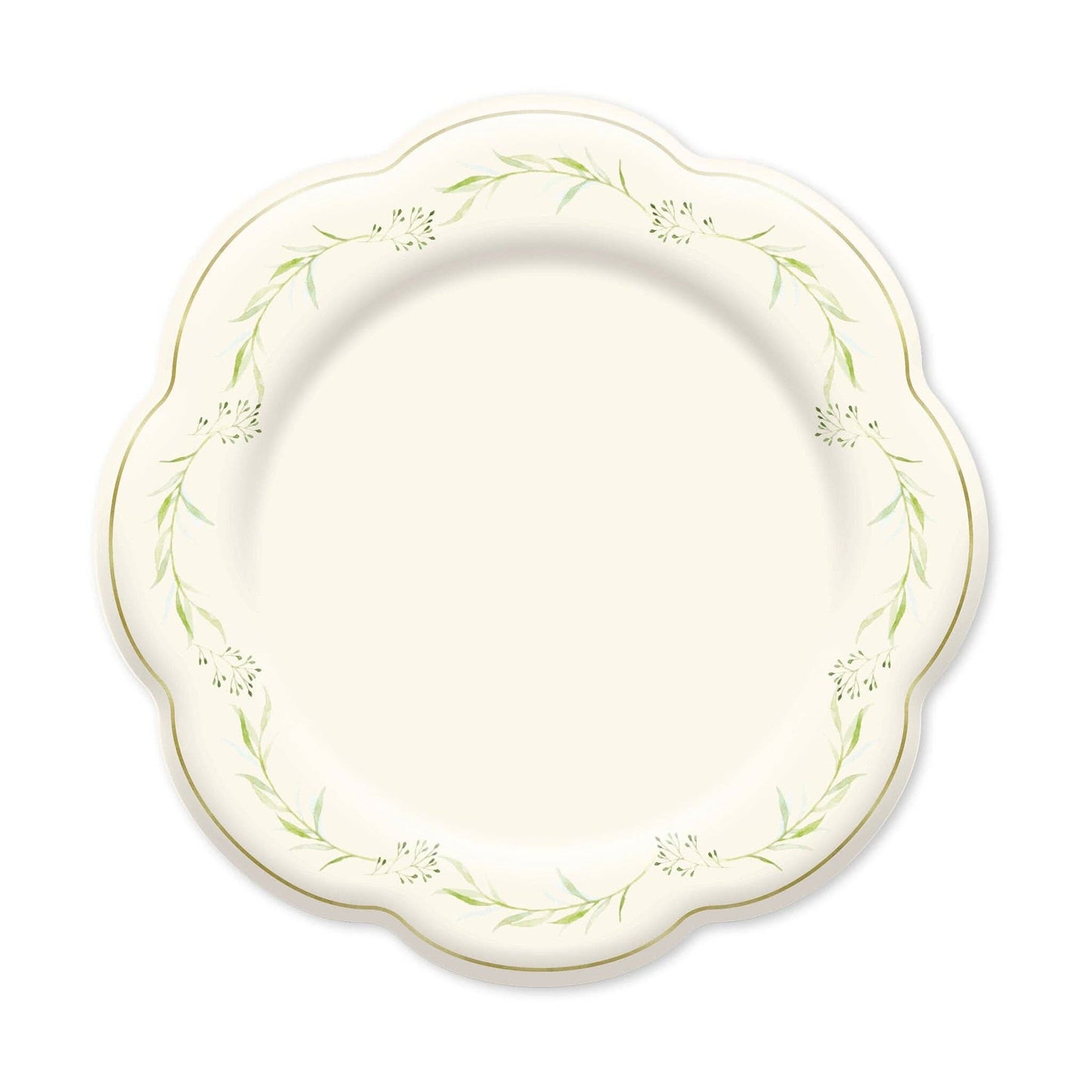 Green Leafy Border Dessert Plate - 8" | Set of 8