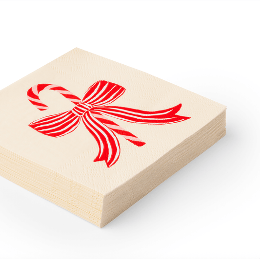 Peppermint Bow Cocktail Napkins | Set of 20