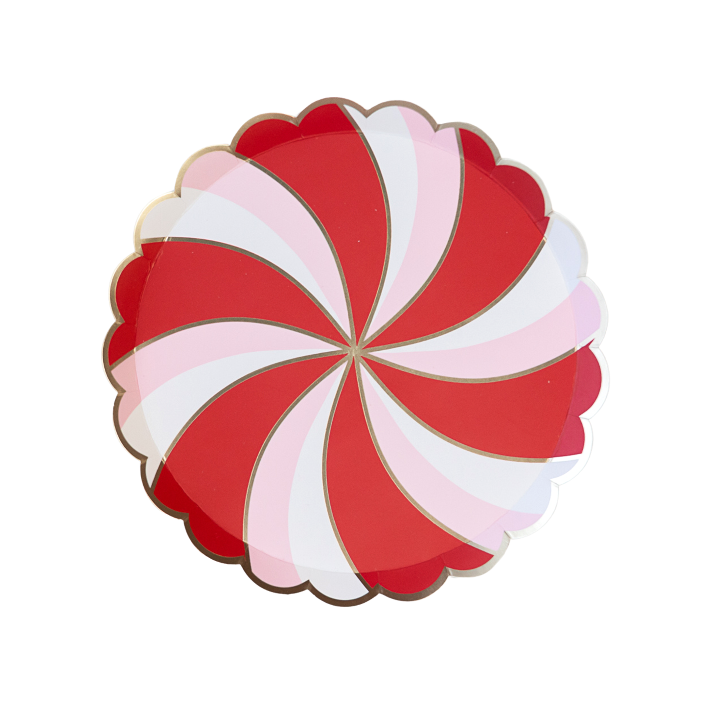Christmas Peppermint Candy Small Scalloped Plates 8.5" | 8 count