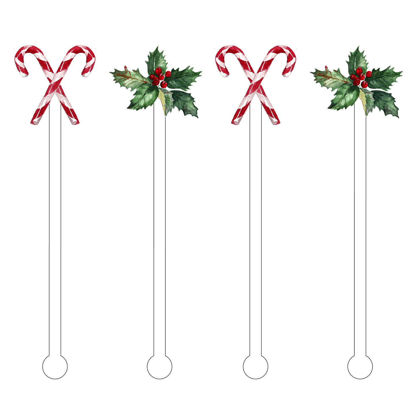 Classic Christmas Reusable Stir Sticks | 4 count