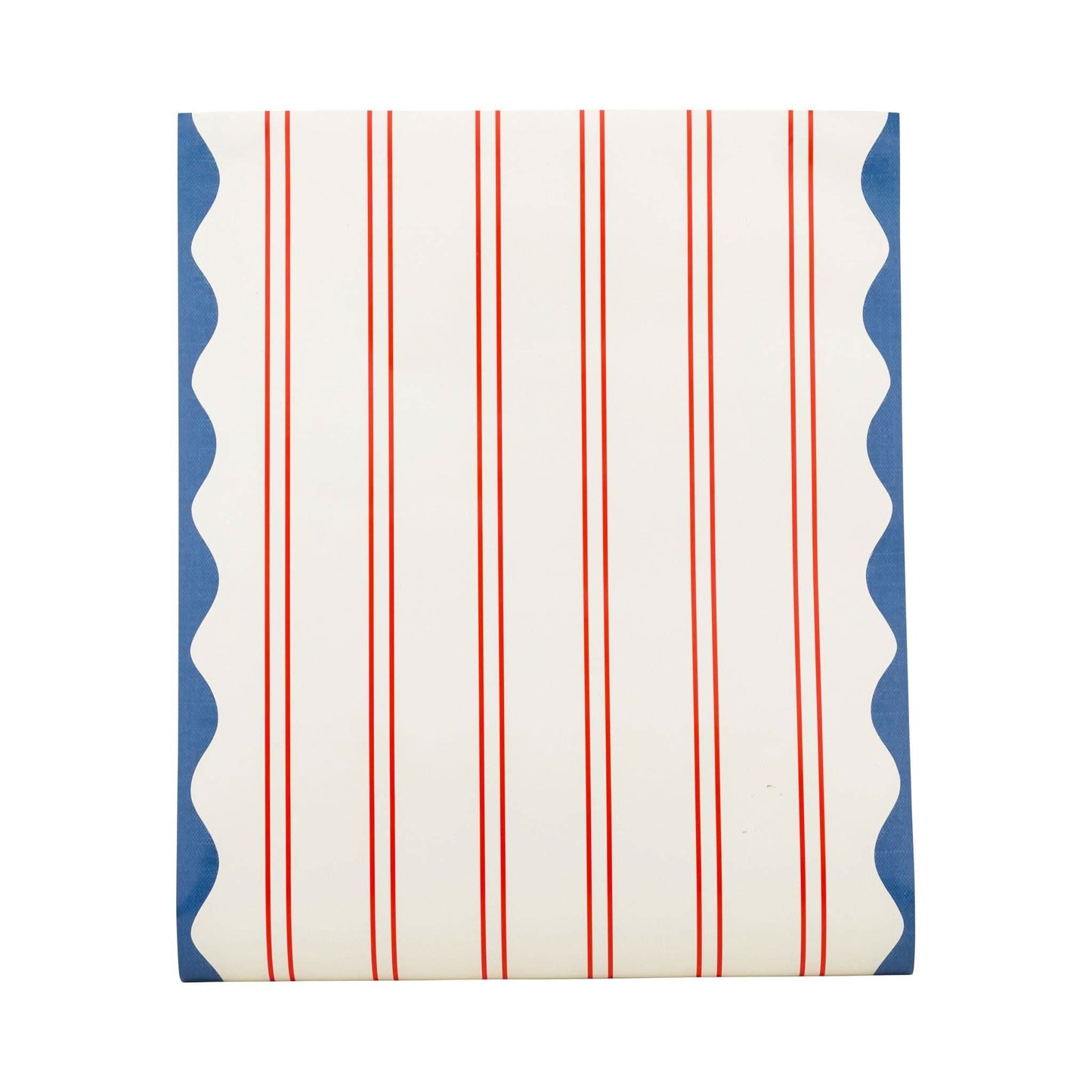 My Mind’s Eye striped table runner with colorful horizontal stripes, made of soft fabric, placed on a dining table.