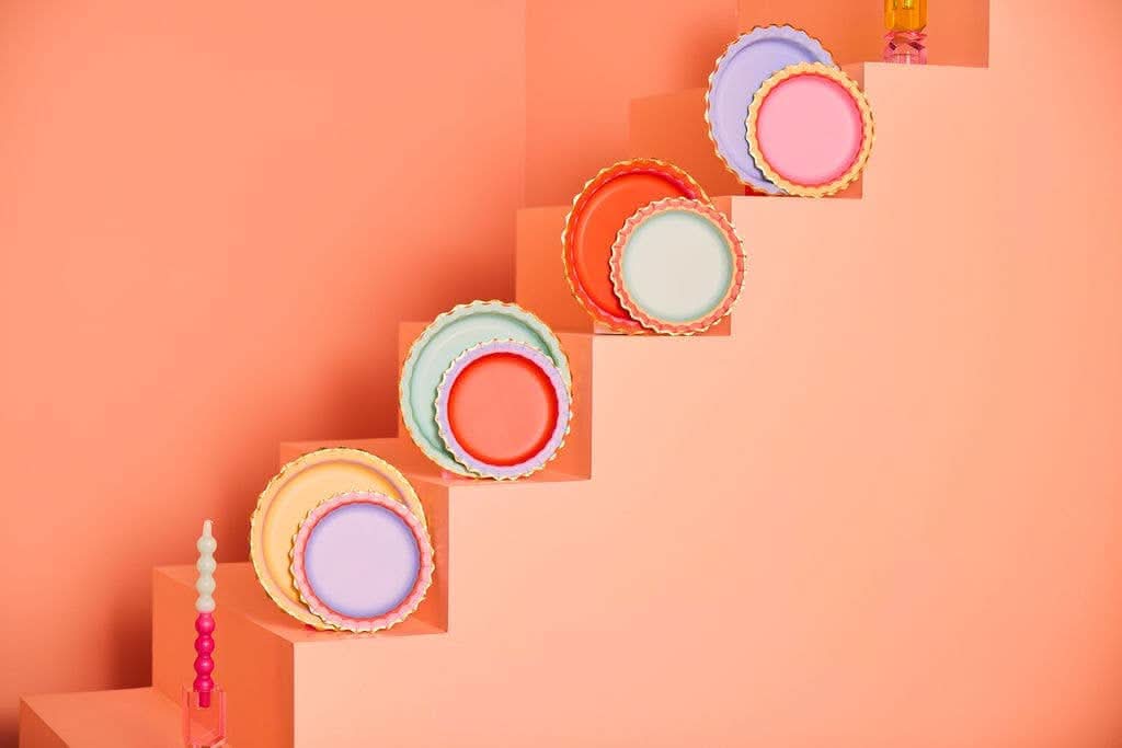 Rainbow Ric Rac Assorted Dinner Plates 10" | Set of 10 - Porcupine Paper Co.