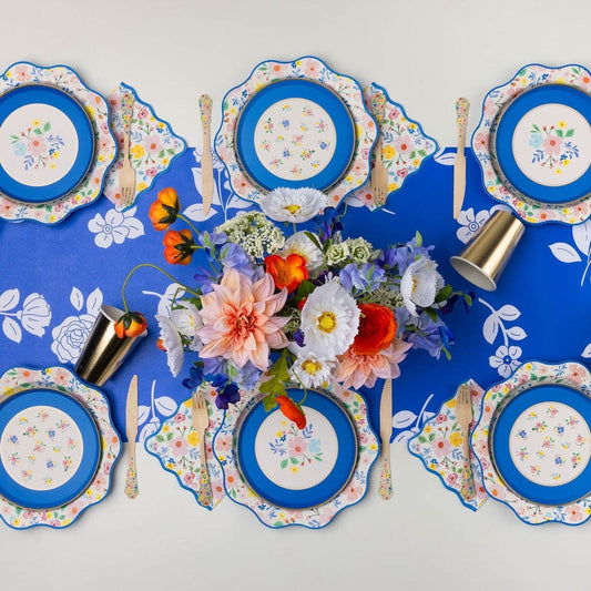 Multicolor Full Floral Pattern Dinner Plates | 8 Count - Porcupine Paper Co.