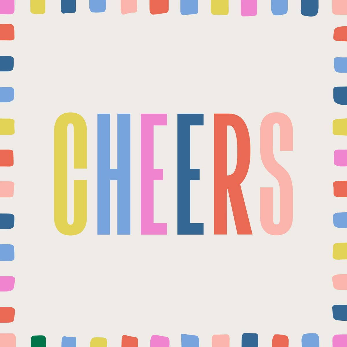 Set of 20 Cheers Bright funny cocktail napkins by Soiree Sisters, featuring colorful, cheerful designs for parties and gatherings.