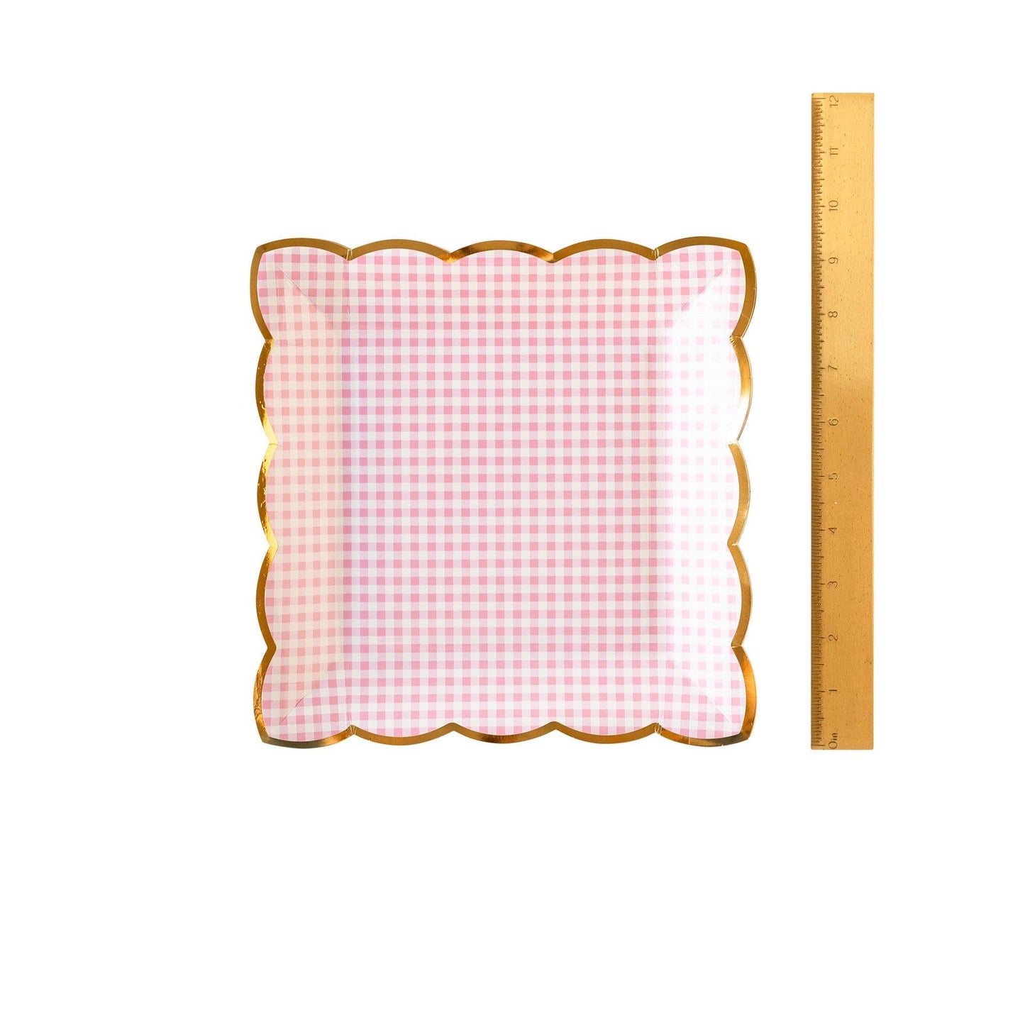 Pink Gingham Plates 9" | Set of 8