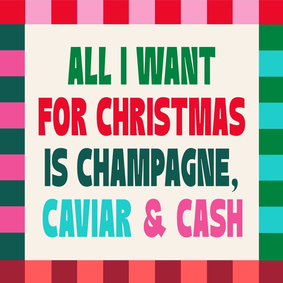 Funny Christmas Cocktail Napkins | Champagne Caviar and Cash - 20ct