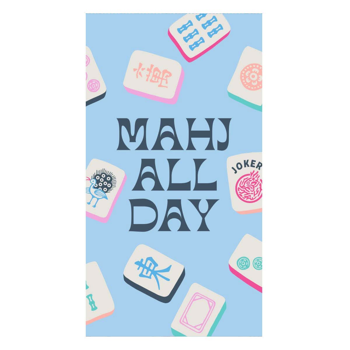 Set of 24 Maj All Day Mahjong Paper Guest Towels by Soiree Sisters featuring colorful Mahjong tile designs and decorative accents.