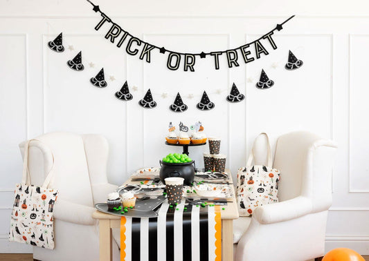Trick or Treat Felt Glow in the Dark Banner - Porcupine Paper Co.