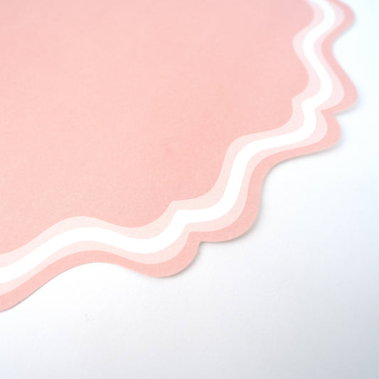 Pink Fancy Scallop Paper Placemats | 12 count