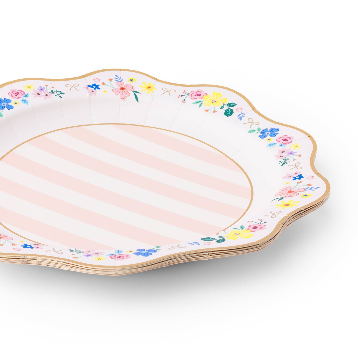 Set of 8 elegant floral dinner plates by Bonjour Fête, 11-inch ceramic plates with colorful floral pattern for special occasions.