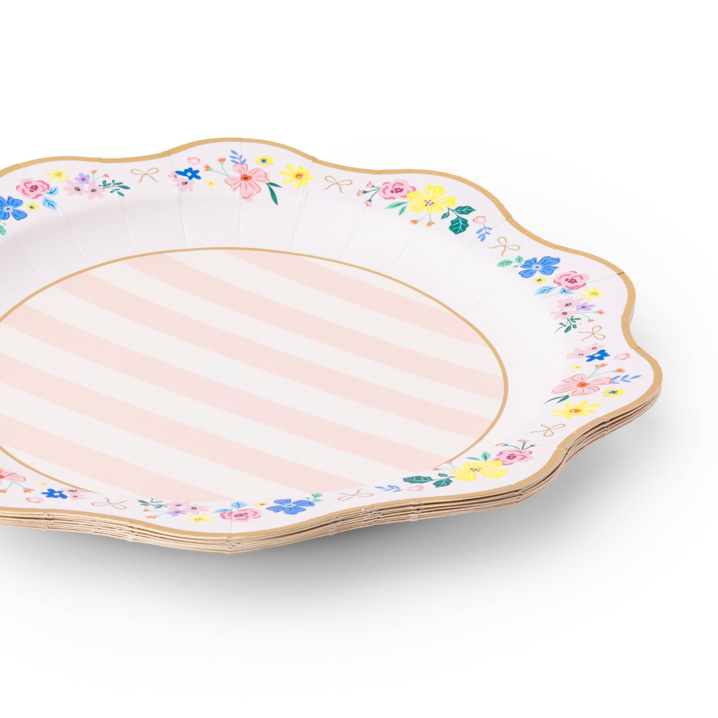 Set of 8 elegant floral dinner plates by Bonjour Fête, 11-inch ceramic plates with colorful floral pattern for special occasions.