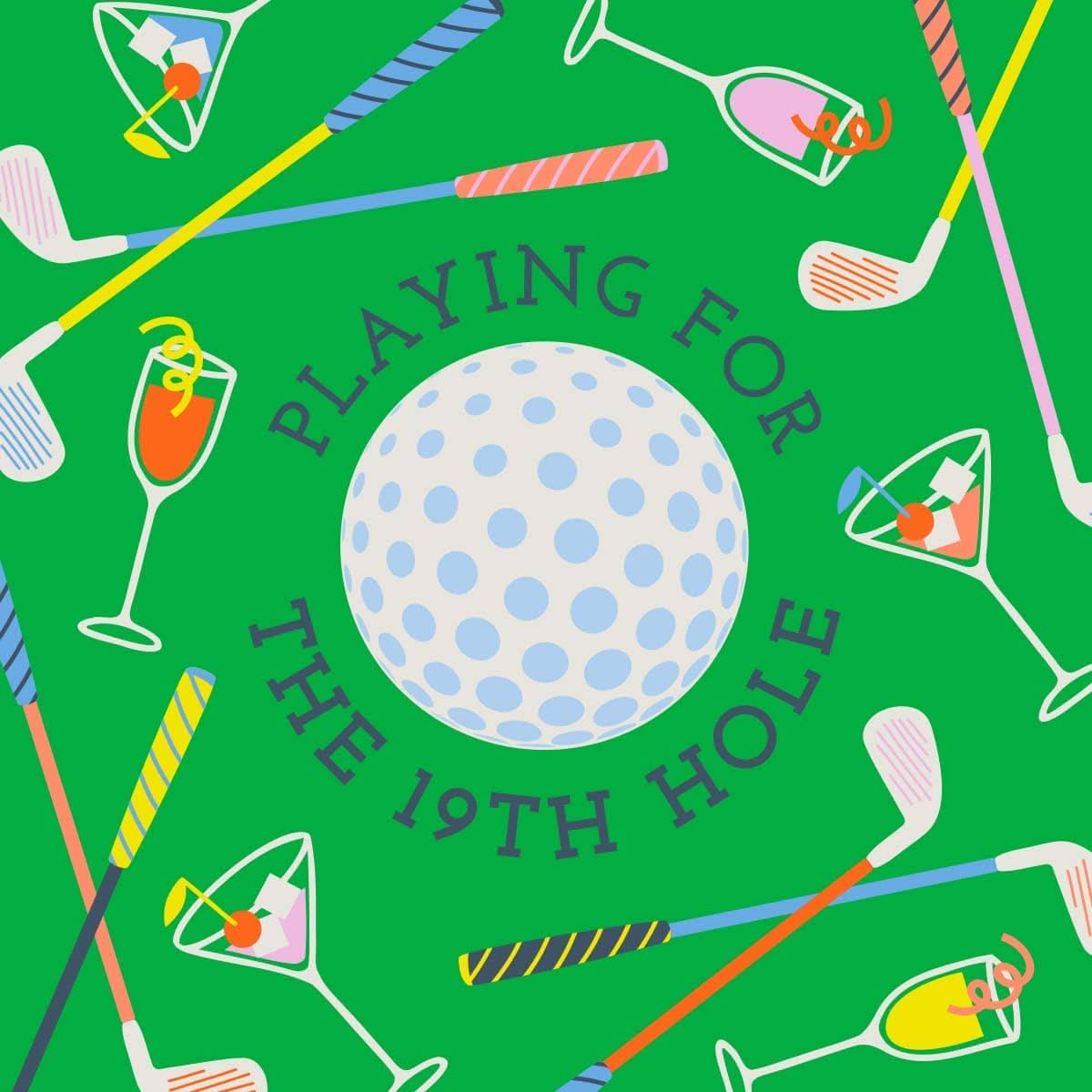 Set of 20 humorous golf-themed cocktail napkins featuring 19th Hole design by soiree-sisters for golf parties and events