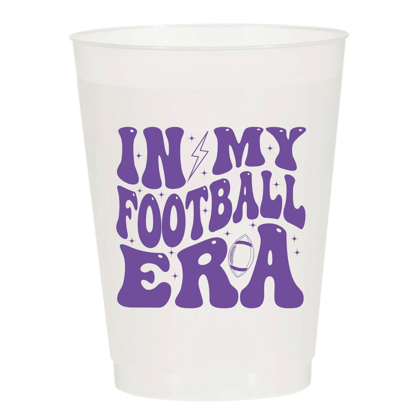 Set of 6 Sip Hip Hooray In My Football Era Frosted Cups featuring football-themed designs for sports fans.