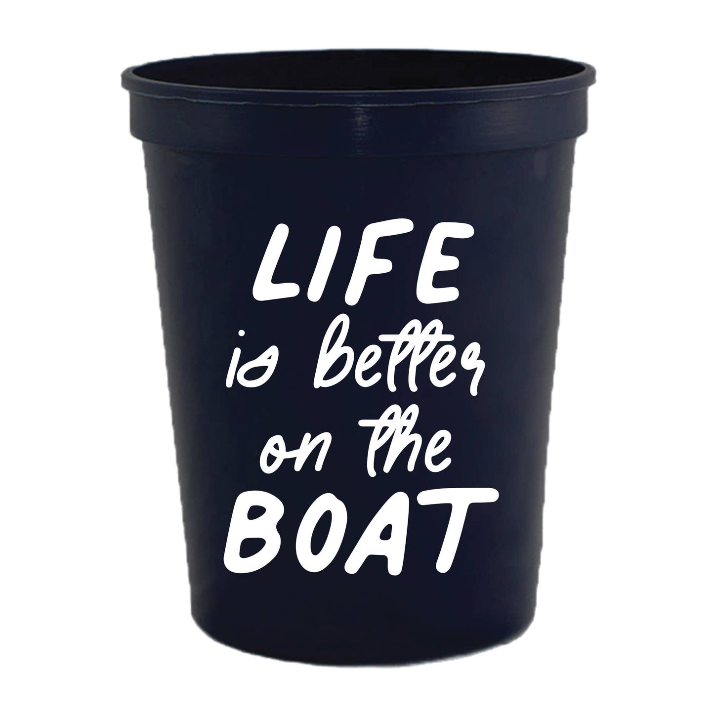 Life Is Better On The Boat Black Stadium Cups | Pack of 6