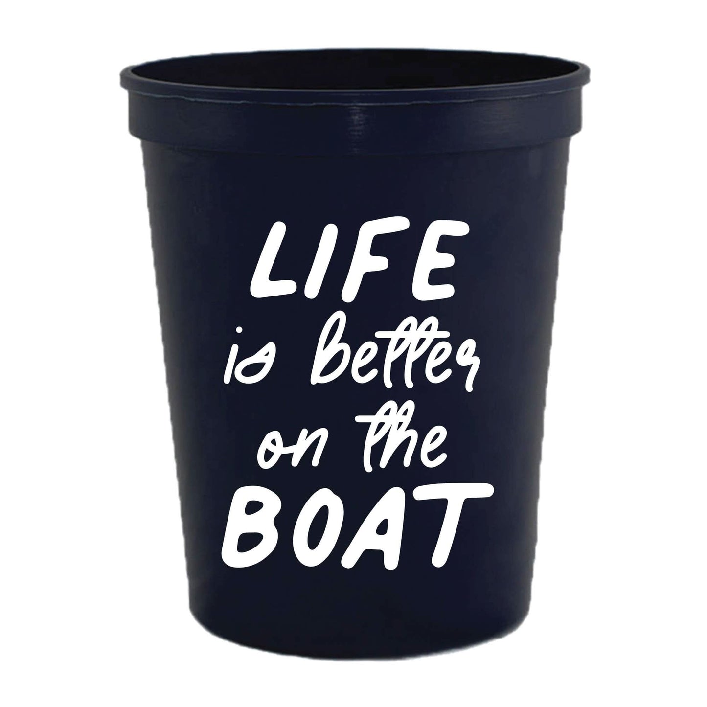 Life Is Better On The Boat Black Stadium Cups | Pack of 6 - Porcupine Paper Co.