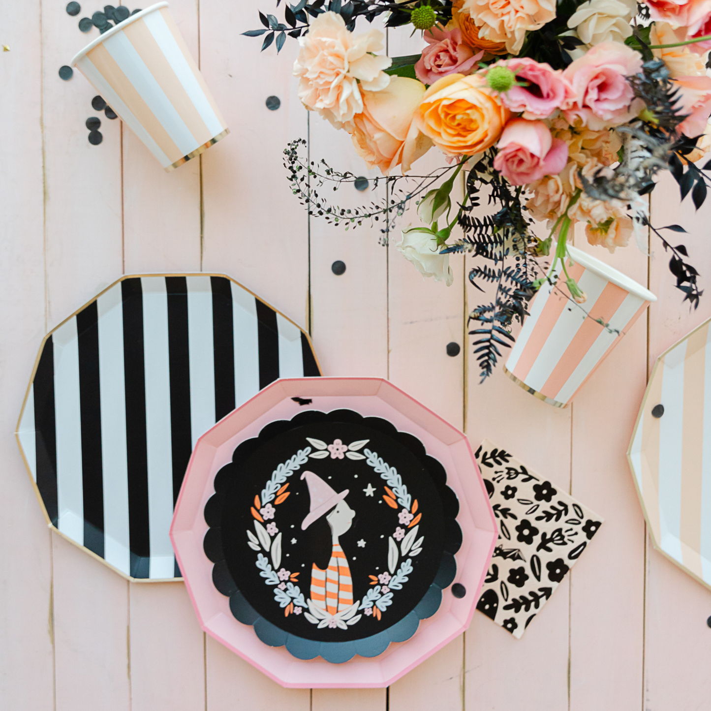 Black Cabana Stripe Dinner Plates | Set of 8