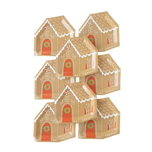 Gingerbread House Shaped Paper Plate | 8 count