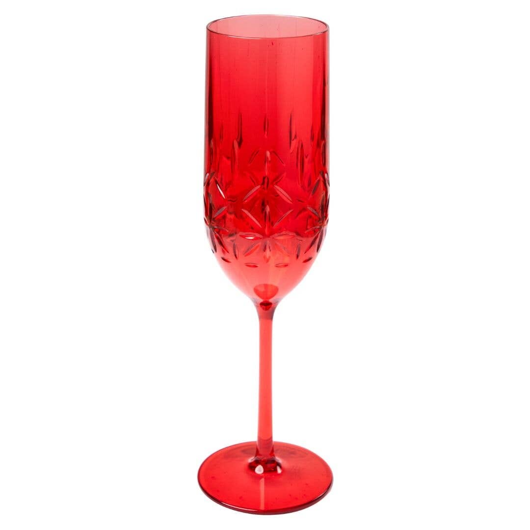 Red Shatterproof Champagne Glasses | Set of 4