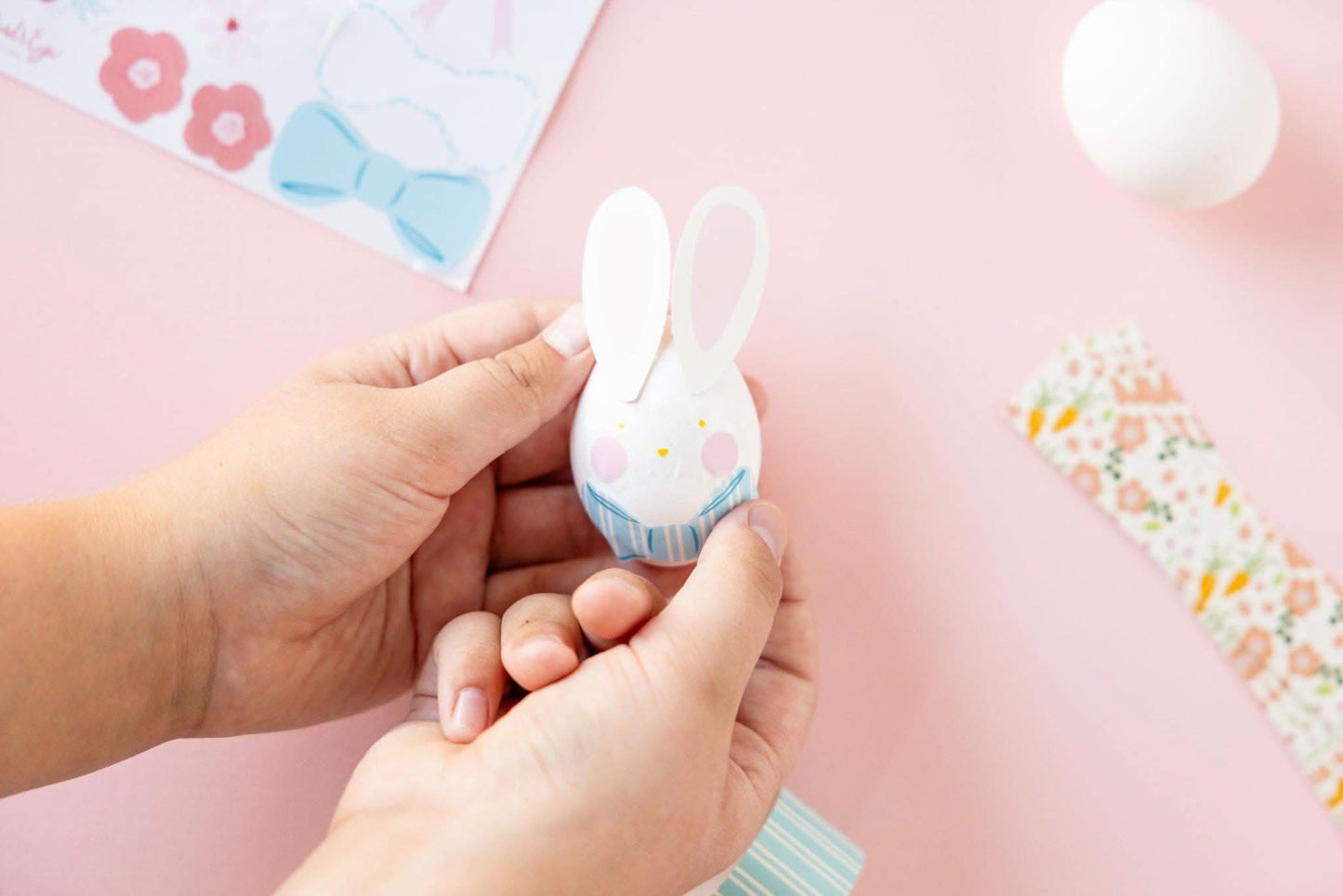My Mind’s Eye egg decorating kit with colorful dyes, brushes, and decorative accessories for Easter egg crafts.