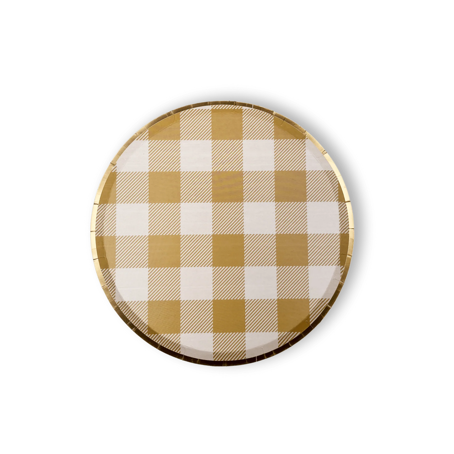 Gold Matte Plaid Plates 7"| 8 count