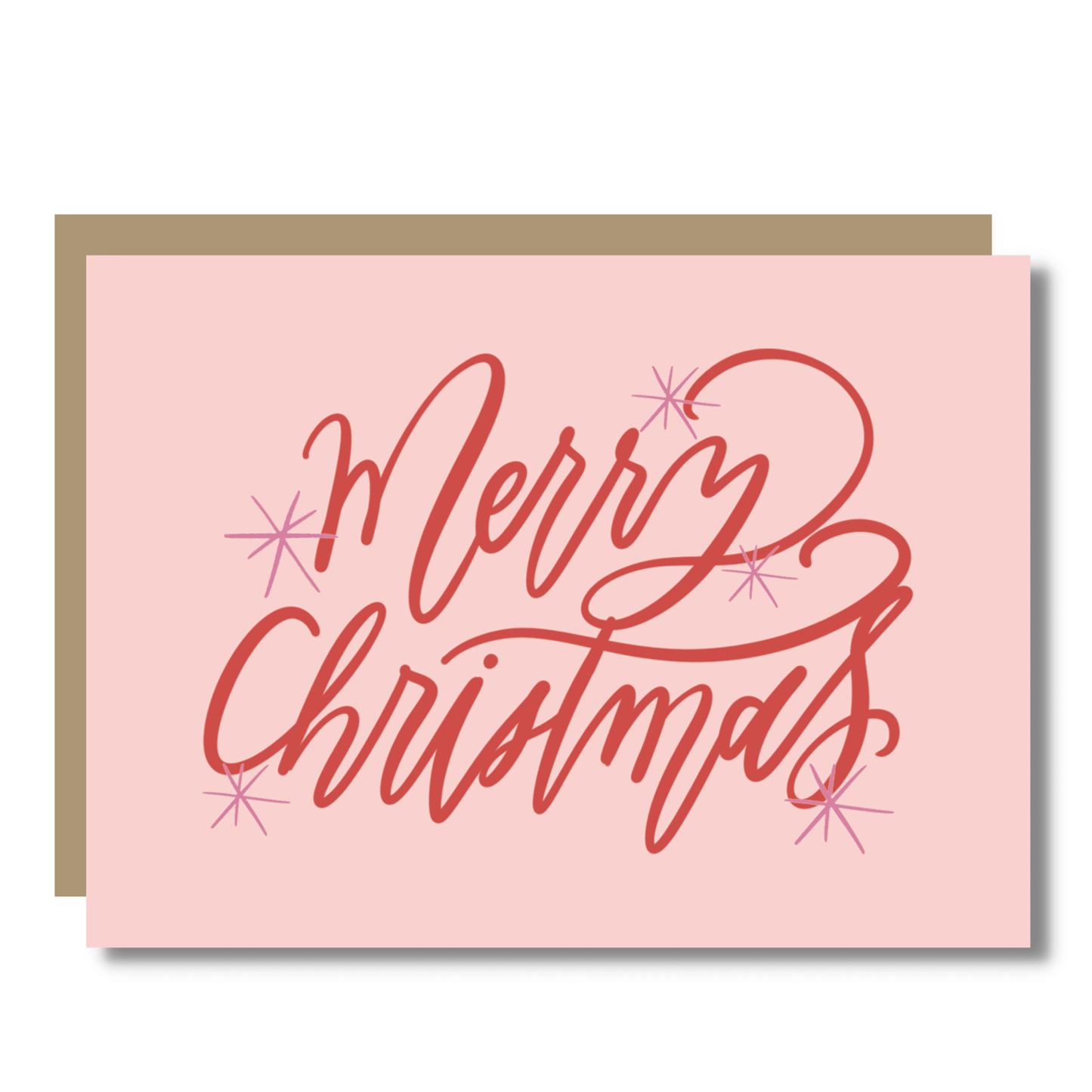 Pink Christmas Card - Christmas Greeting Card Holiday Pink - Porcupine Paper Co.