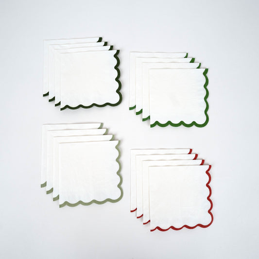 Holiday Scallop Cocktail Napkins - Porcupine Paper Co.