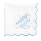 Embroidered Happy Tears handkerchief by xo, Fetti with delicate floral embroidery and soft fabric, shown flat on a white background.