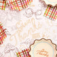 Give Thanks paper tablecloth by xo, Fetti featuring a festive design with autumn leaves and harvest motifs for Thanksgiving celebrations.