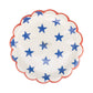 Blue Stars paper plate by My Mind’s Eye, 9-inch size with a vibrant star pattern on white background.