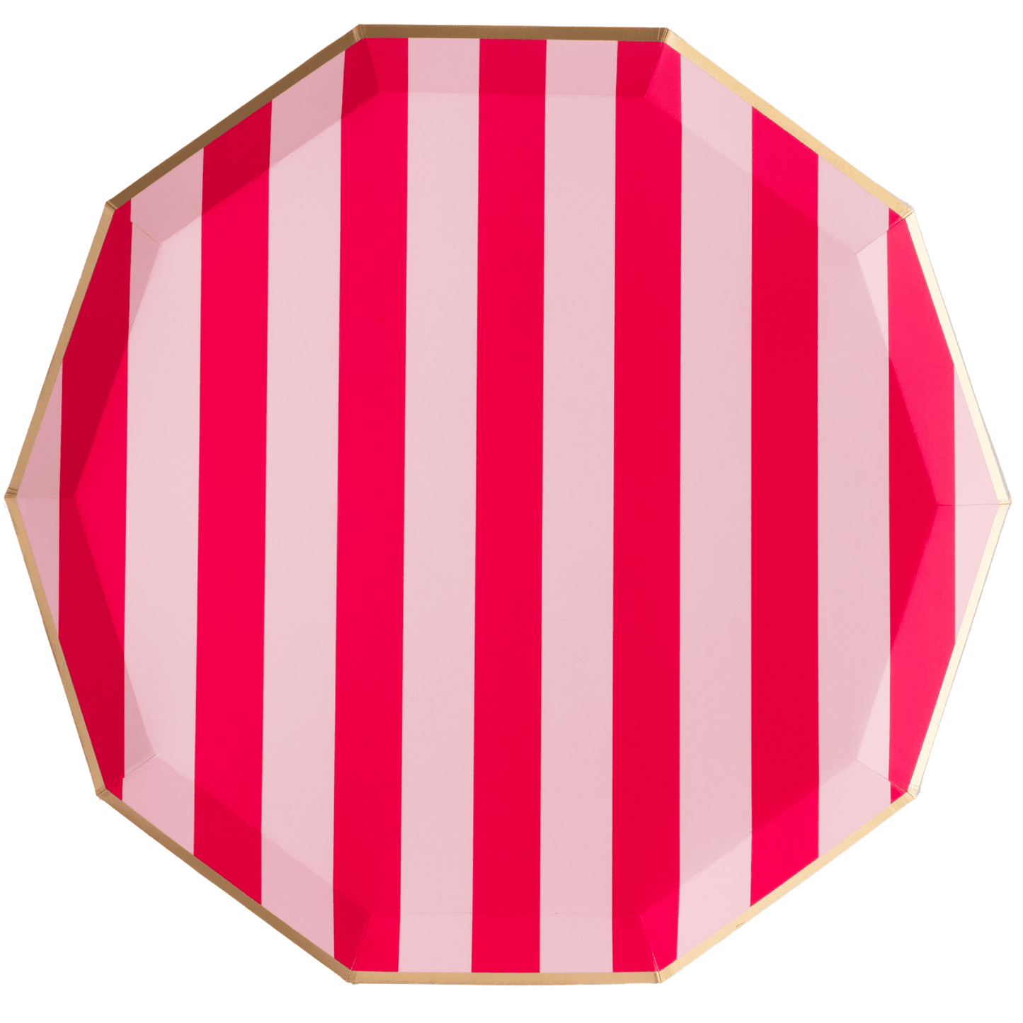 Light  Haute Pink Cabana Stripe Large Dinner Plates - 10.75" | Pack of 8 - Porcupine Paper Co.