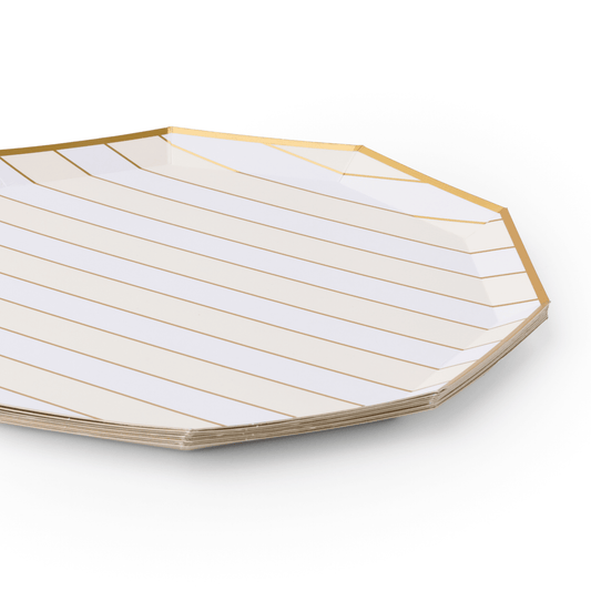 Champagne Fizz Signature Cabana Stripe Plates | 8 count