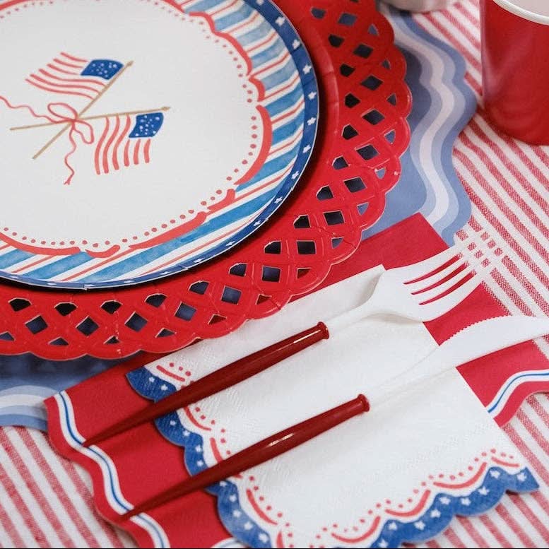 Patriotic 4th of July cocktail napkin with stars and stripes design by Gatherings by Curated Paperie