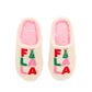 Shiraleah FA LA LA slippers in large/extra-large size with festive red and white holiday pattern, cozy and comfortable for winter.