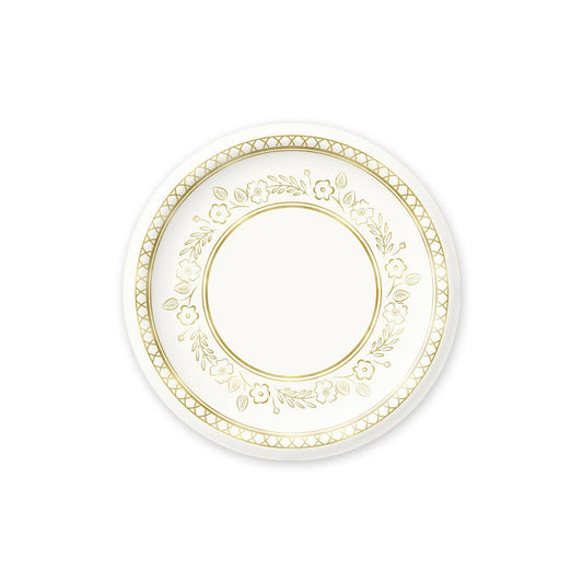 Gold and Cream Dessert Plates - 7" | Set of 8