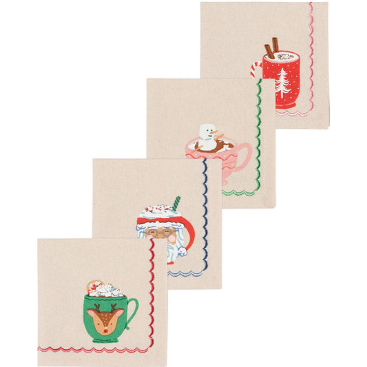 Cozy Cups Christmas Cocktail Napkins | Set of 4