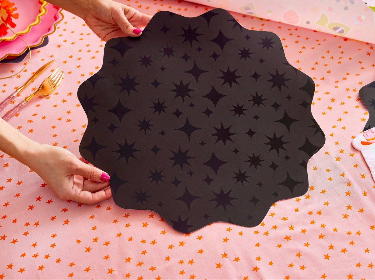 Sparks Fly Glossy Black Placemats | 10 count