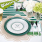 Dark green striped table runner by Gatherings, 18x120 inches, featuring a stylish striped pattern for dining or decorative tables.