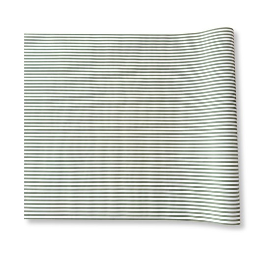Green Striped Paper Table Runner  | 19.5” x 150”