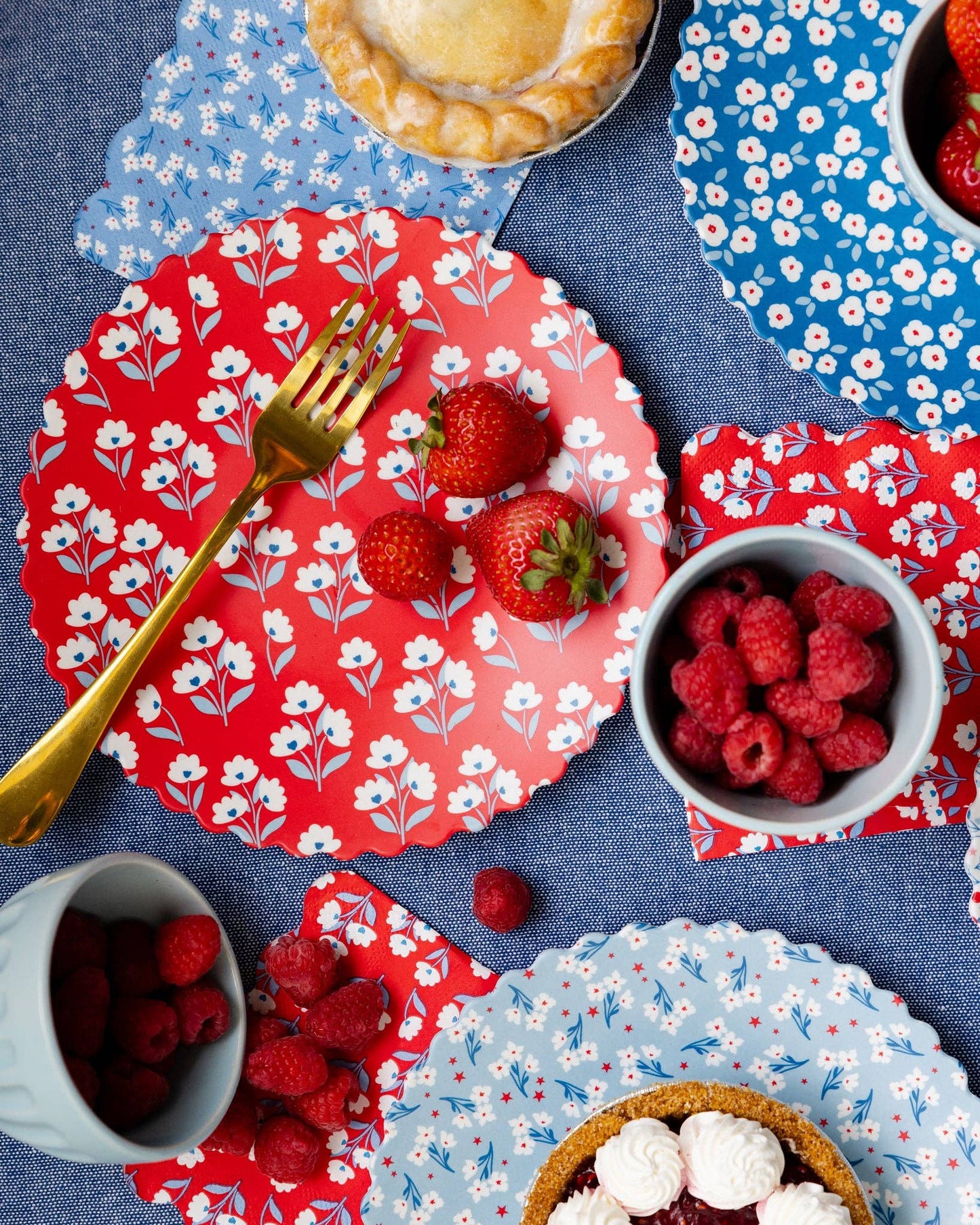 My Mind’s Eye floral bamboo plate set featuring decorative plates with colorful botanical floral patterns.