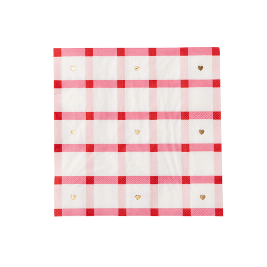 Valentine Plaid Dinner Napkins | Pack of 20