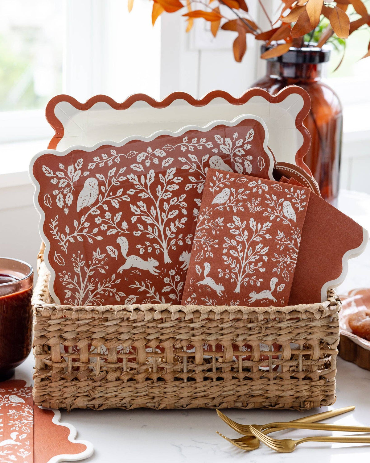 Rust Ric Rac Paper Plates 10" | Set of 8