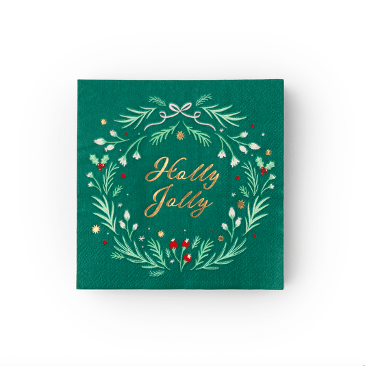 Emerald Wreath Cocktail Napkins | Pack of 20