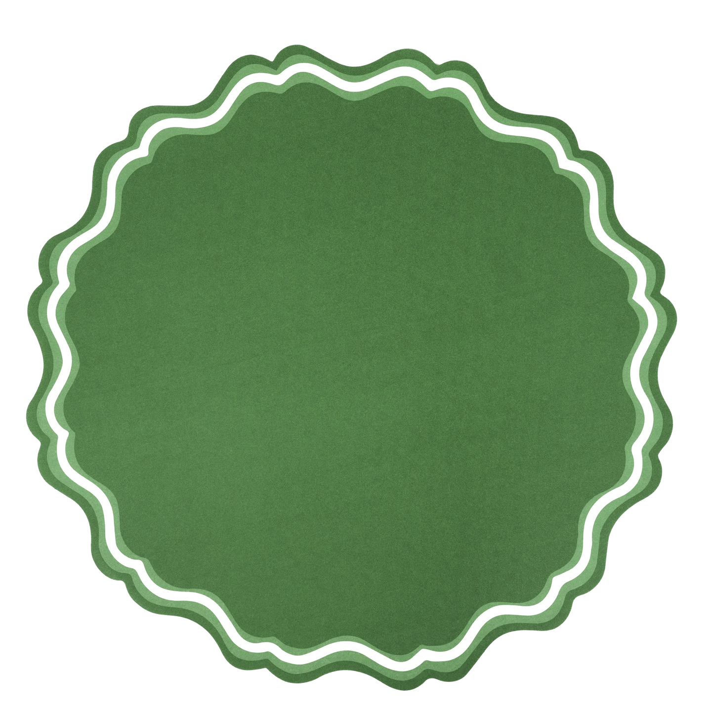Green Fancy Scallop Paper Placemats | Set of 12