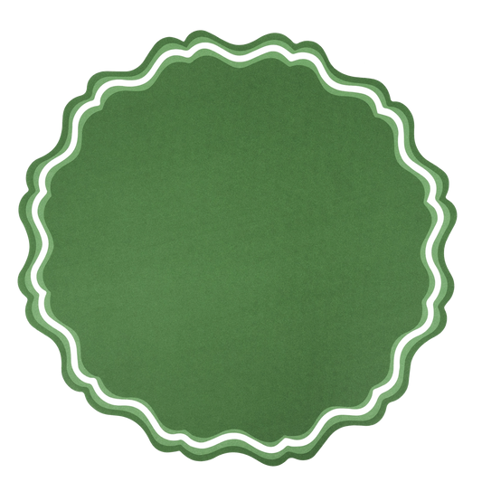 Green Fancy Scallop Paper Placemats | Set of 12
