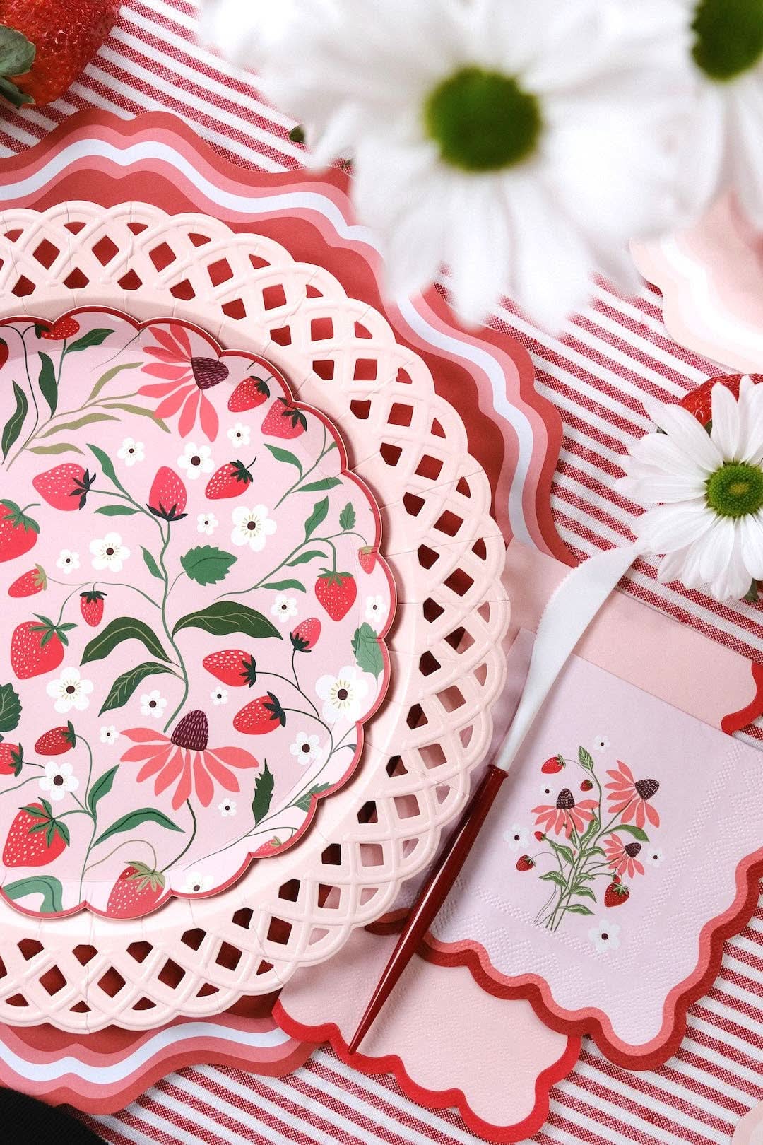 Pink Basketweave Dinner Paper Plates - Porcupine Paper Co.