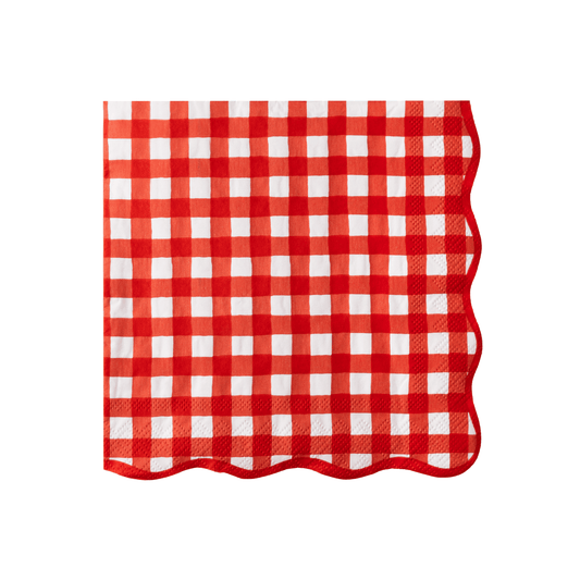 Cherry Red Gingham Large Lunch Napkins | 20 Count
